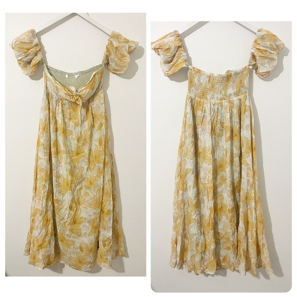 ASTR the Label Floral Off the Shoulder Midi Dress Orange Size Medium M - Picture 2 of 5